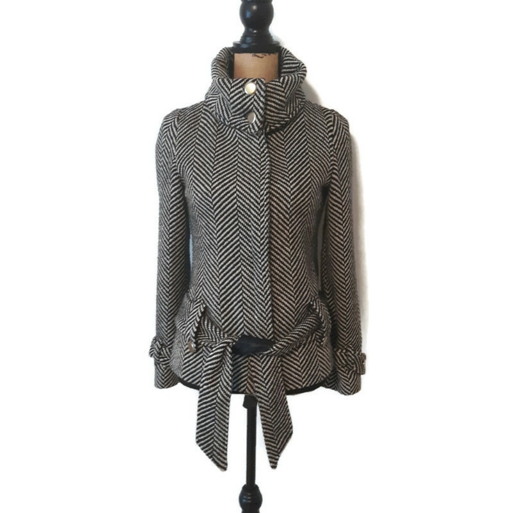 Anthropologie Tulle Belted Cowl Neck Jacket Size S
